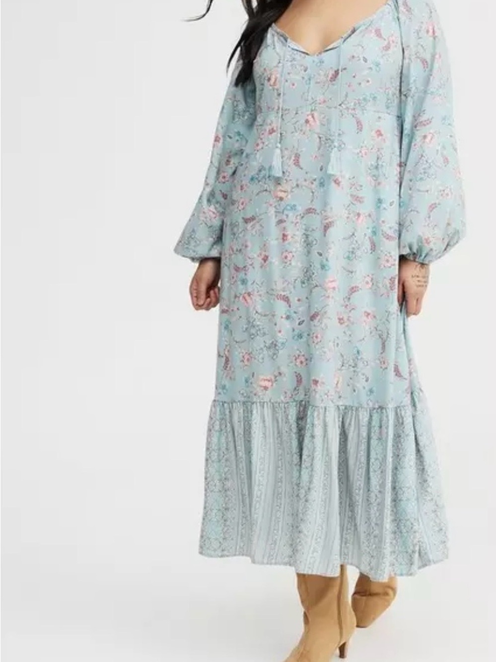 torrid Dusty Blue Floral Tiered Maxi Dress